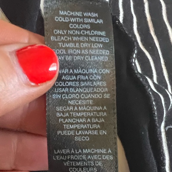 White House Black Market Black and White Striped Cowl Neck top size L (i113) - Picture 5 of 7